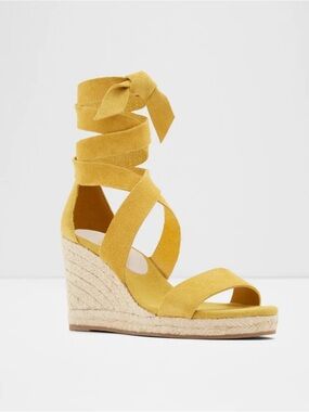 New Aldo wedge sandals in mustard yellow